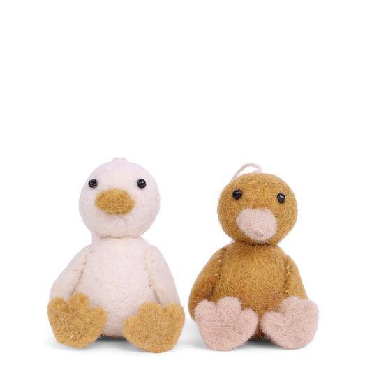 Gry & Sif Duck Felt Decoration 2pk yellow