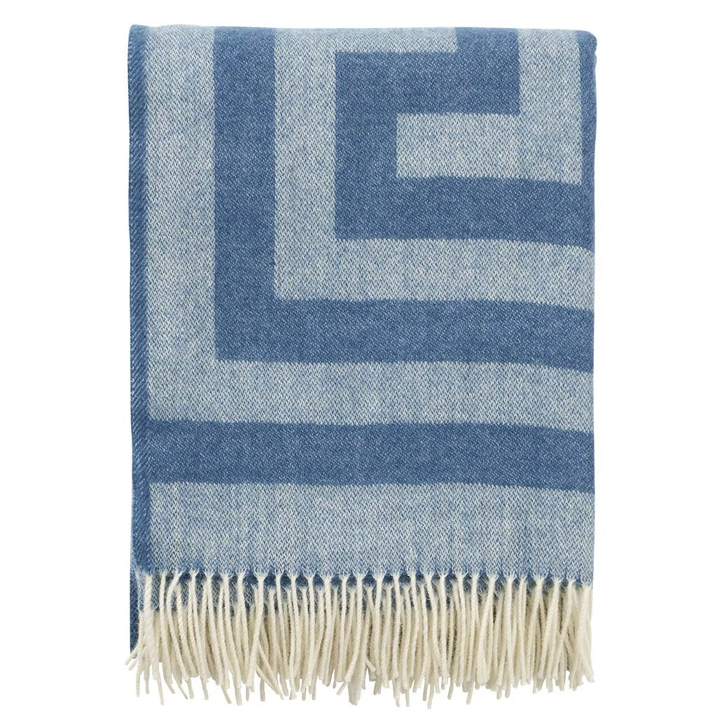 Klippan Memphis Merino-Wool Blanket Sky Blue