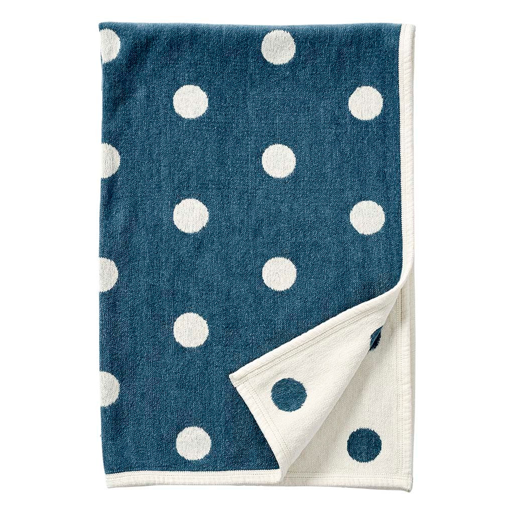 Klippan Dots Organic Cotton Kids Blanket Dark Blue