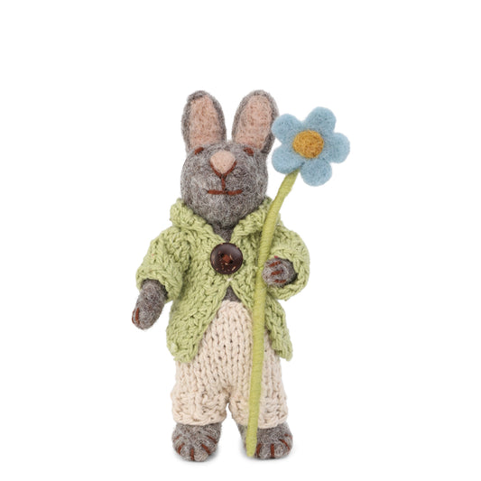 Gry & Sif Grey Bunny Jacket Pants & Blue Anemone