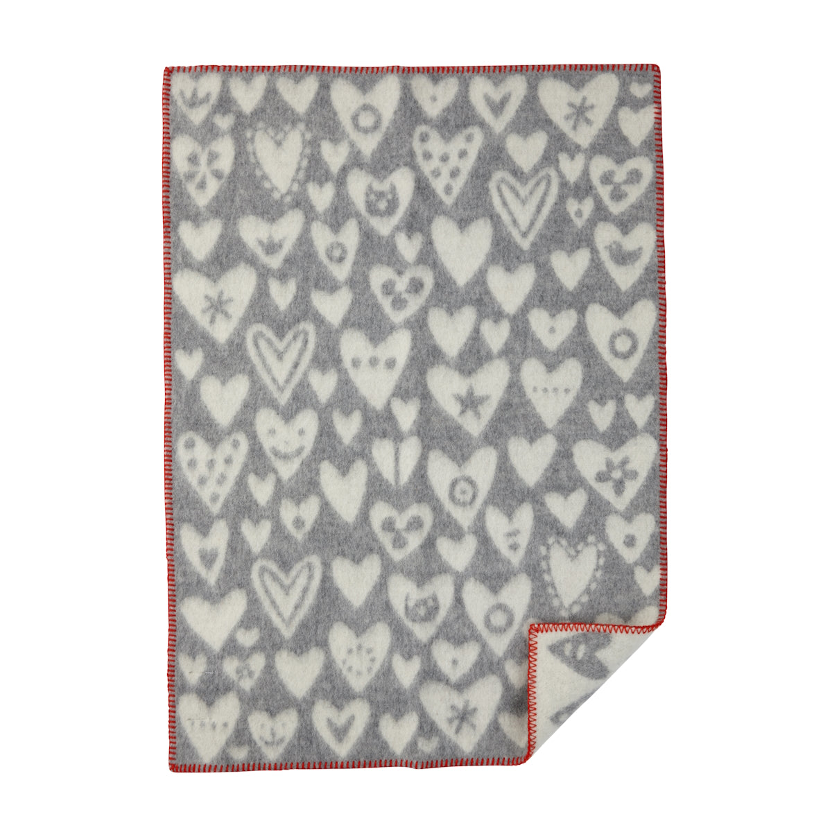 Klippan Baby Heart Organic Wool Blanket Grey