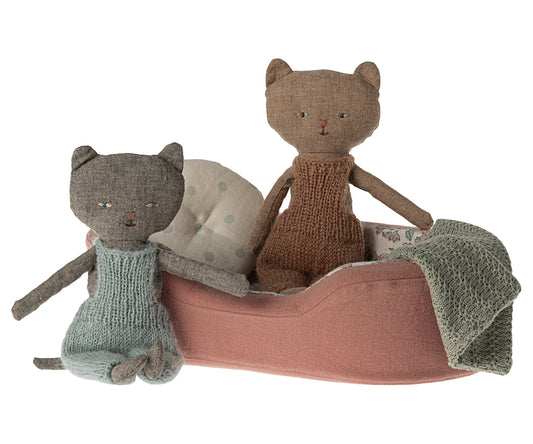 Maileg Chatons Kittens Cosy Basket Small Coral Bundle