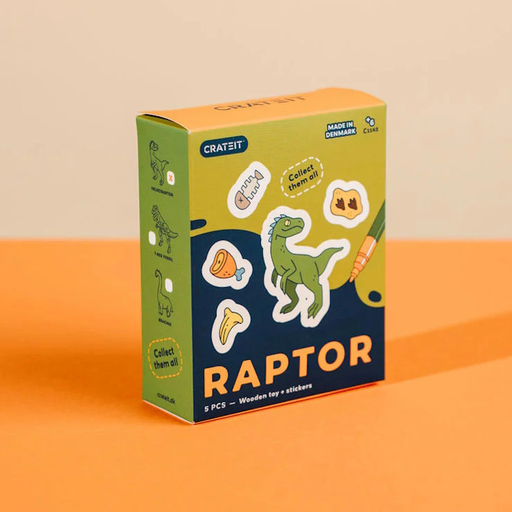 Crateit Dinosaur Raptor Wooden Toy