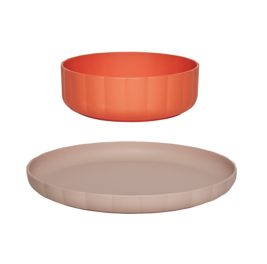 OYOY Pullo Plate & Bowl rose-apricot 2pk