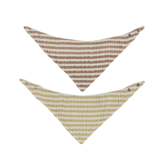 OYOY Striped Drool Bib natural-caramel 2pk