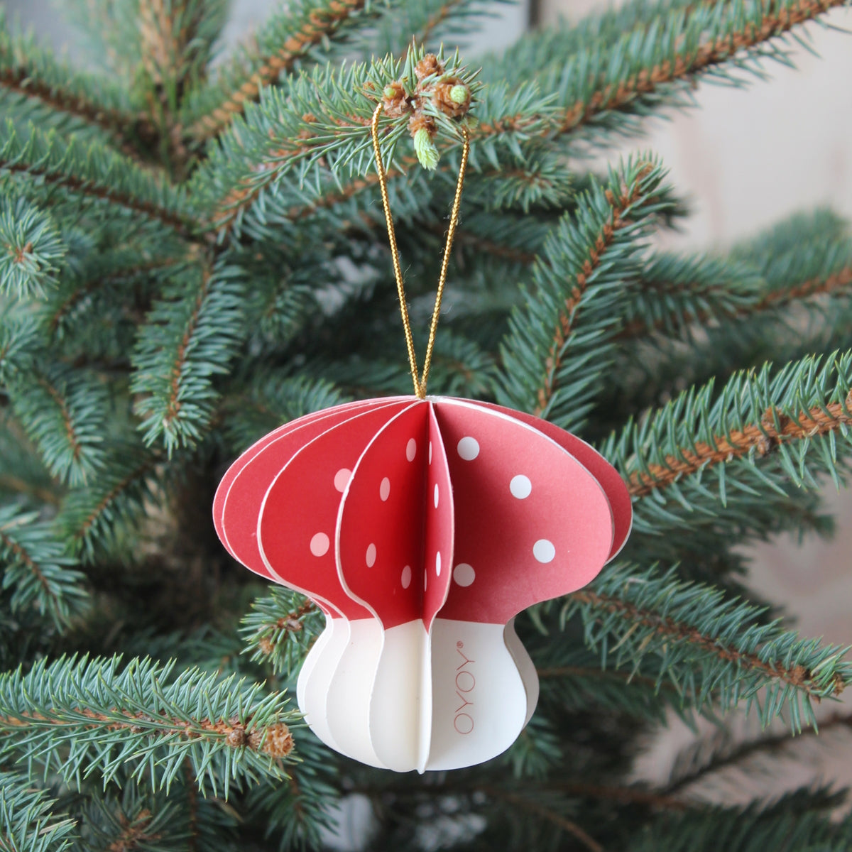 OYOY Christmas Mushroom Paper Ornament 3 pack