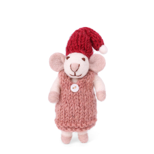 Gry & Sif Mouse White Dusty Red Dress