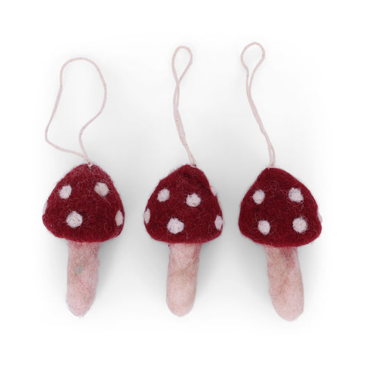 Gry & Sif Mushrooms Felted Decoration Red 3pk