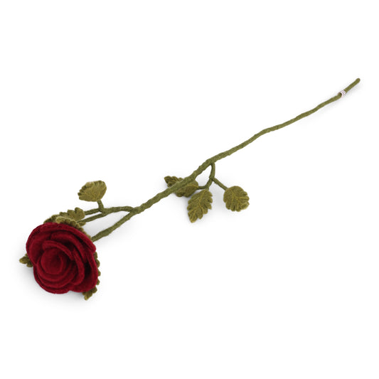 Gry & Sif Rose Felted Flower Red Long