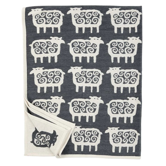 Klippan Black Sheep Organic Cotton Blanket Dark Grey