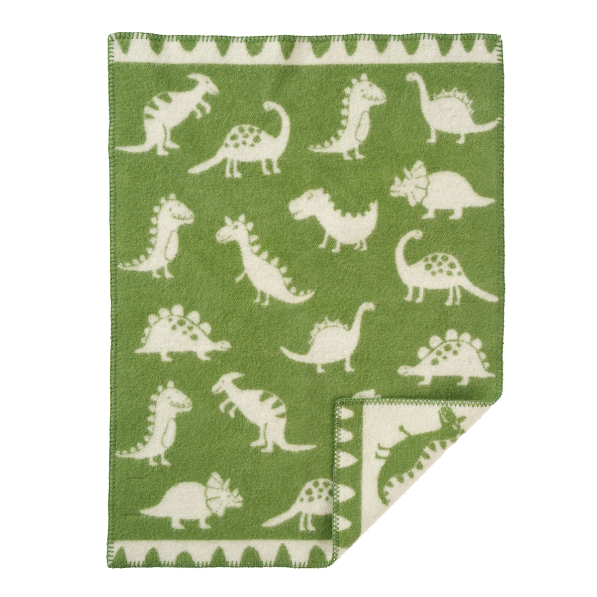 Klippan Dino Baby Wool Blanket Green