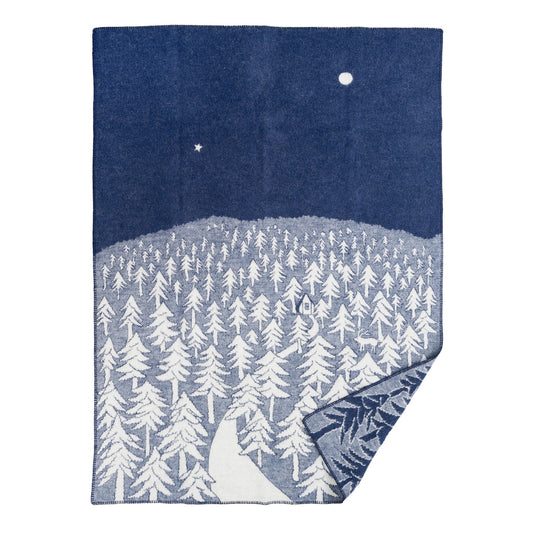 Klippan House in Forest Wool Blanket Navy Blue