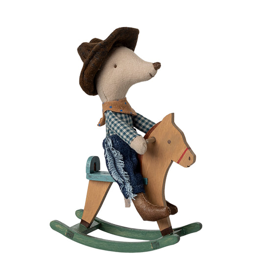 Maileg Cowboy Mouse on Rocking Horse