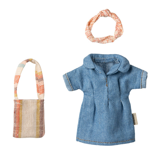 Maileg Denim Dress and Bag Mum Mouse