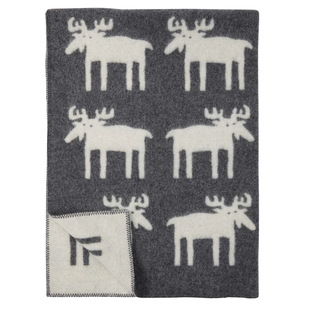 Klippan Moose Wool Blanket Grey-White