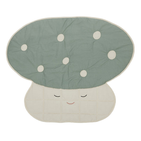 OYOY Mushroom Quilted Blanket Pale Blue