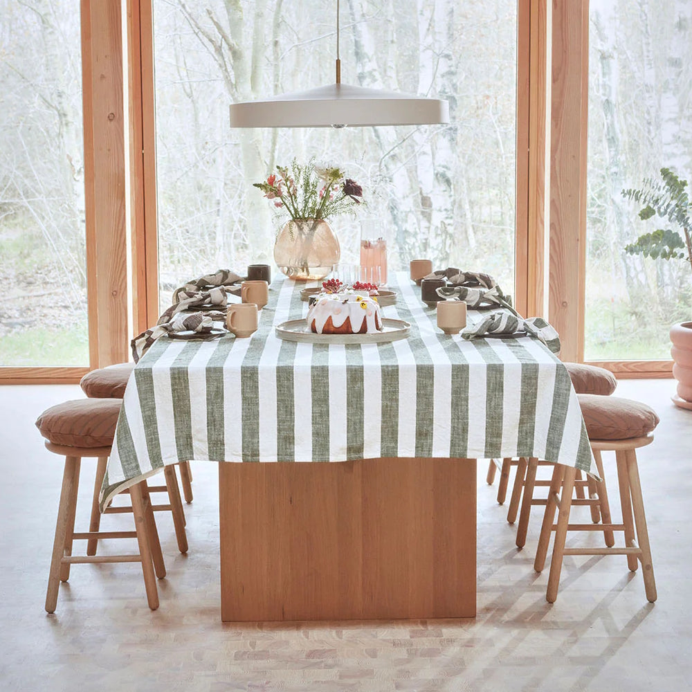 OYOY Striped Tablecloth 200x140 Ice Blue