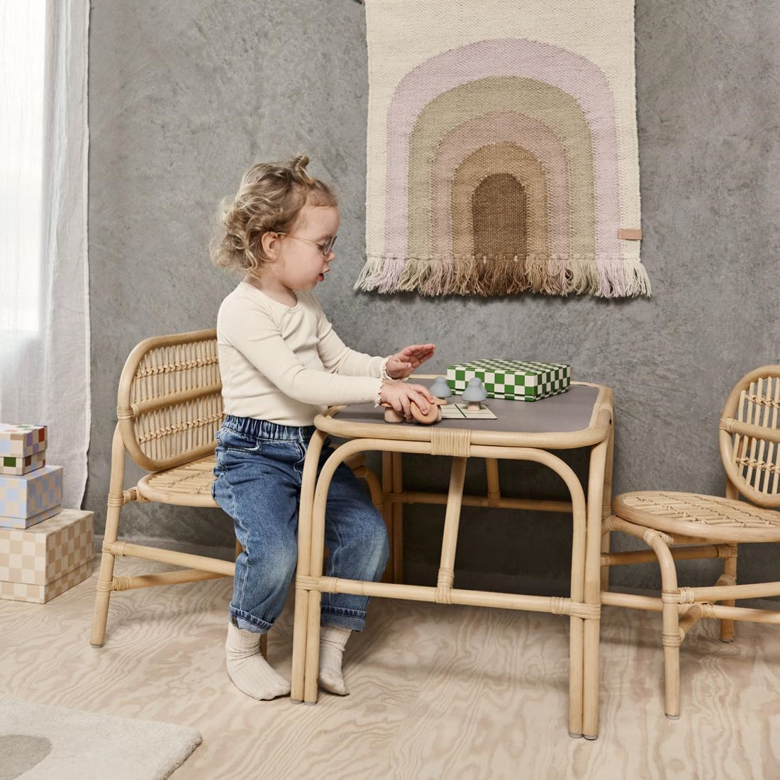 Rattan kids table sale