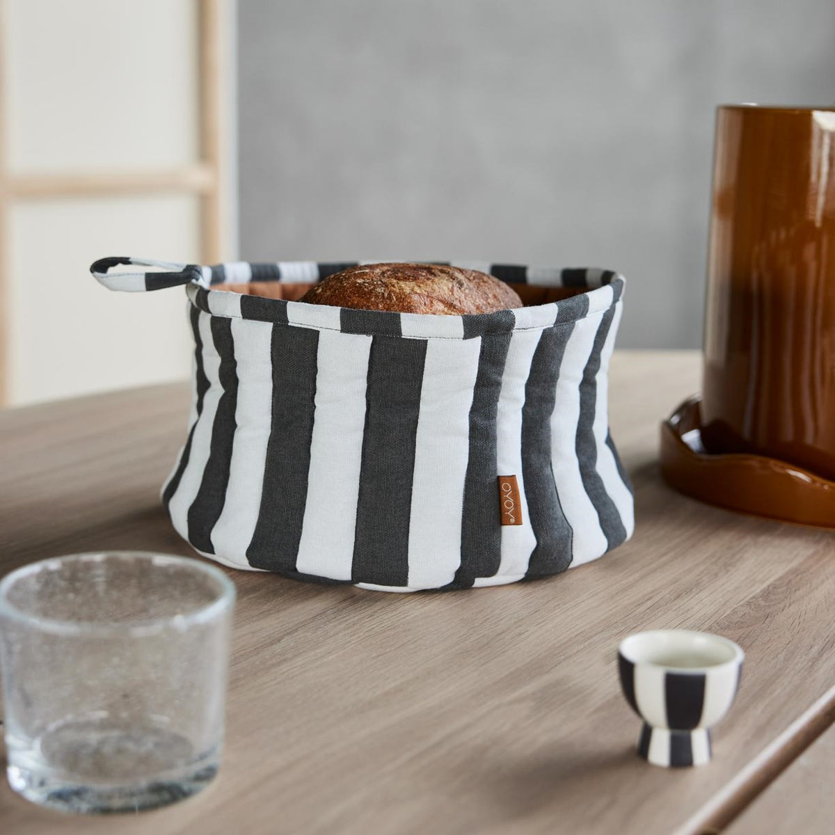 OYOY Toppu Bread Basket Black-Taupe