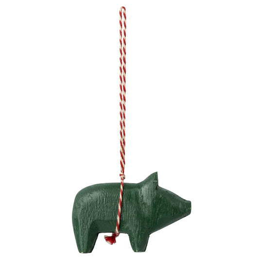 Maileg Wooden Ornament Pig Dark Green