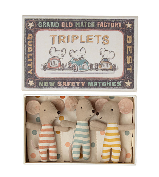 Maileg Mice Triplets Baby in Matchbox