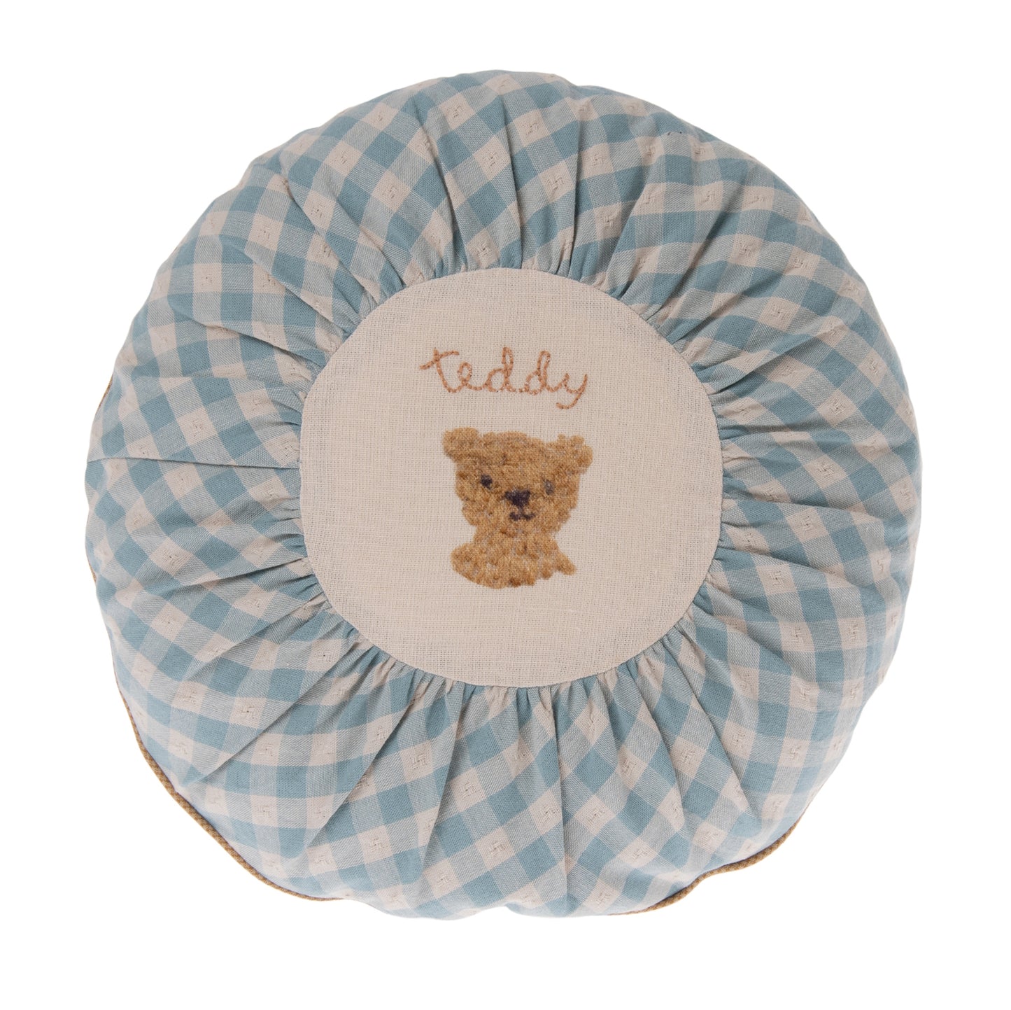 Maileg Cushion Round Sml Teddy checked