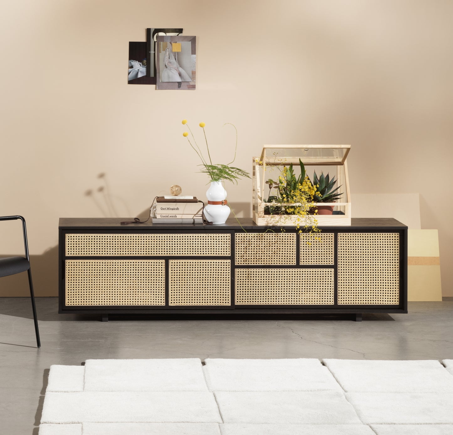 Design House Stockholm Air Sideboard Low Oak Rattan Black