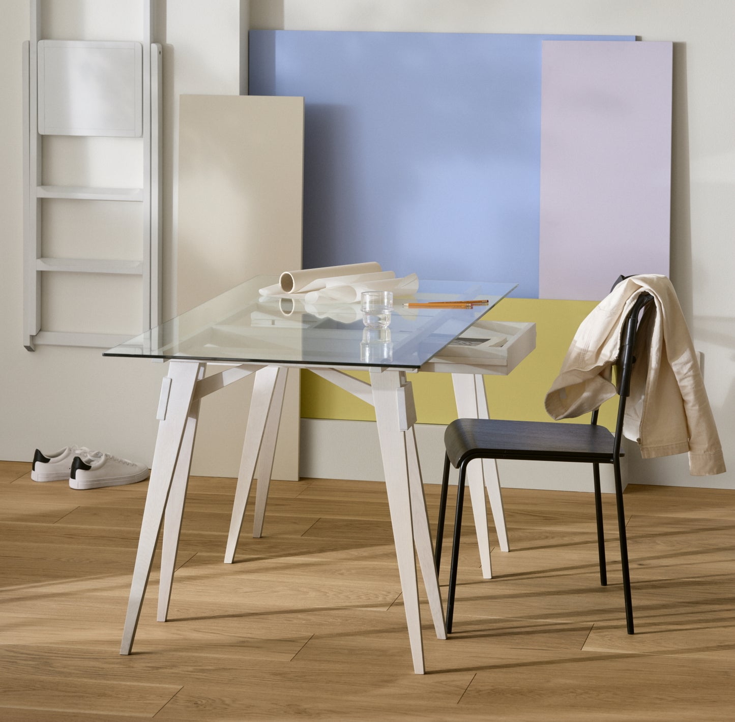 Design House Stockholm Arco Desk Oak-Glass White