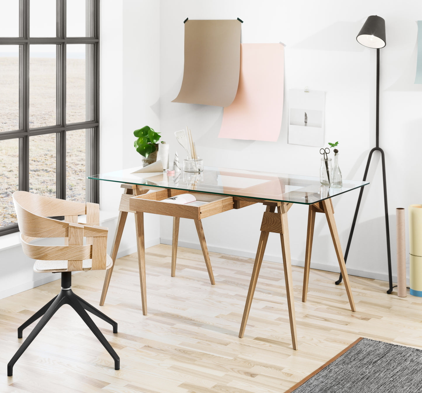 Design House Stockholm Arco Desk Oak-Glass Oak