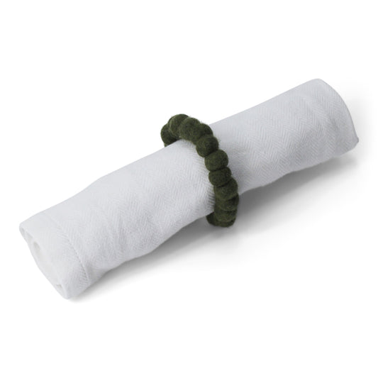 Gry & Sif Napkin Ring Felt 2pk pine green