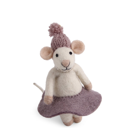 Gry & Sif White Mouse with Purple Dress