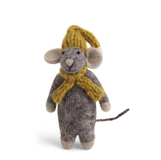 Gry & Sif Grey Mouse with Yellow Hat & Scarf