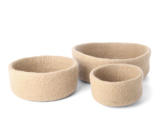 Gry & Sif Bowl Felt Set of 3 Light Brown