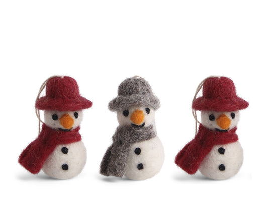 Gry & Sif Snowman Felt Decoration 3pk classic