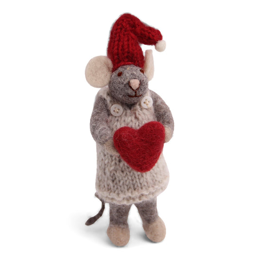 Gry & Sif Mouse Girl Small grey with heart