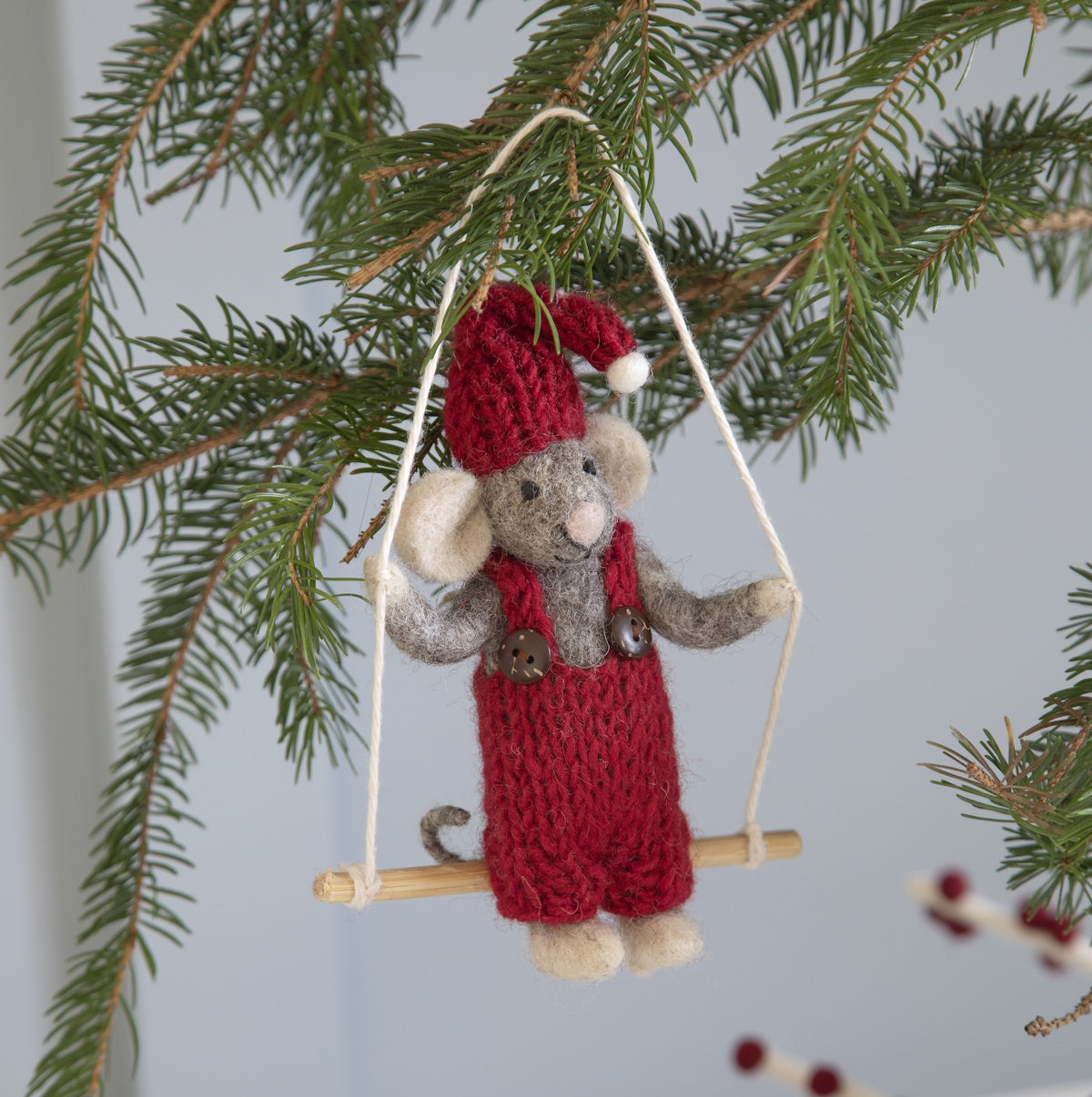 Gry & Sif Mouse Boy Small on Swing Decoration