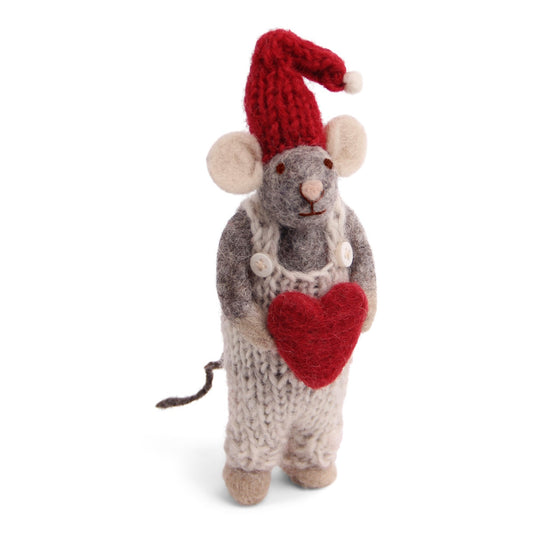 Gry & Sif Mouse Boy Small grey with heart