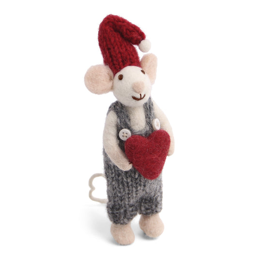 Gry & Sif Mouse Boy Small White with Heart