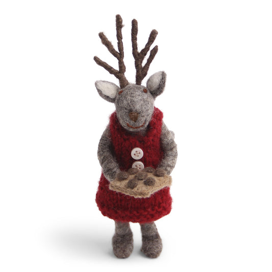 Gry & Sif Deer Girl Small Grey w/baking tray