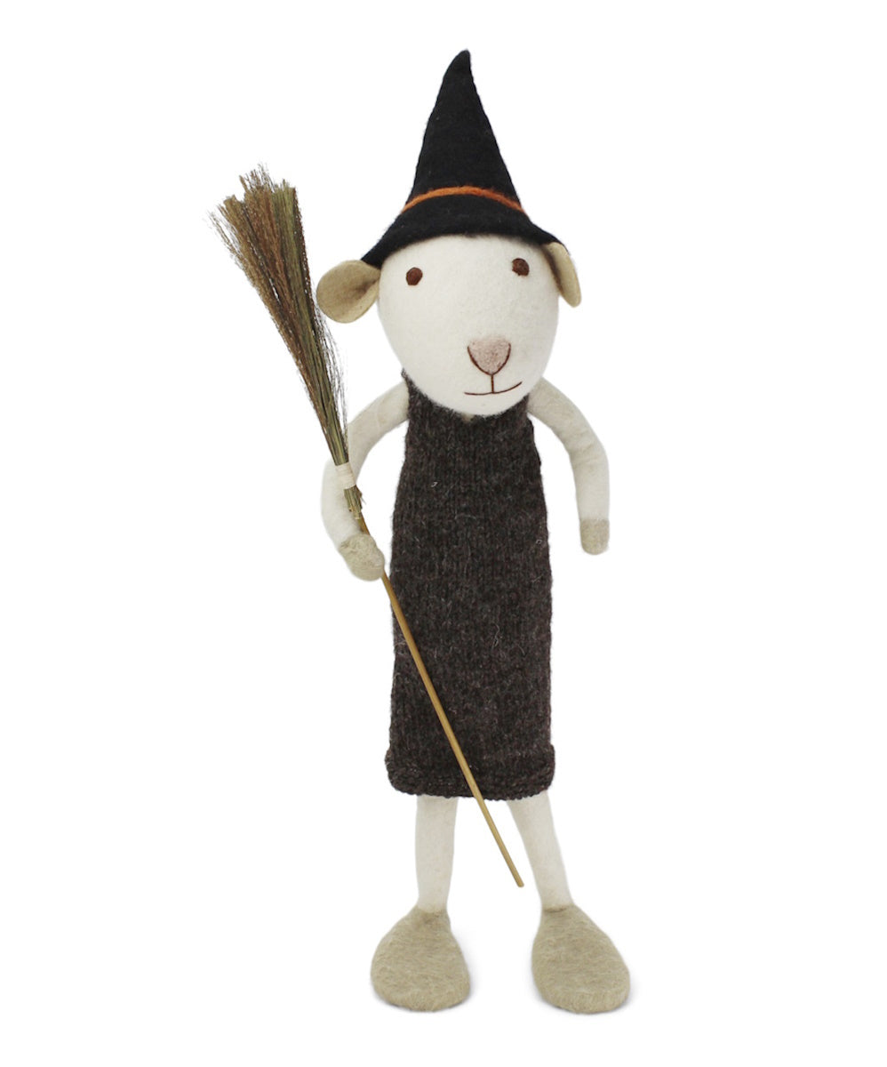 Gry & Sif Mouse Girl Extra Large White w/hat & broom