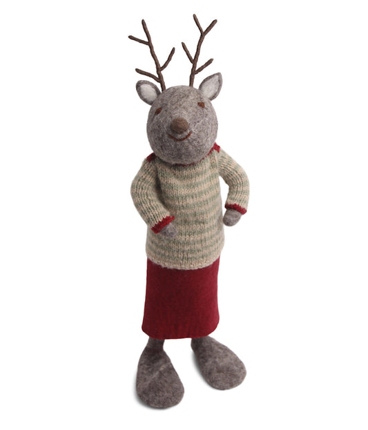 Gry & Sif Deer Girl Extra Large Grey w/skirt & sweater