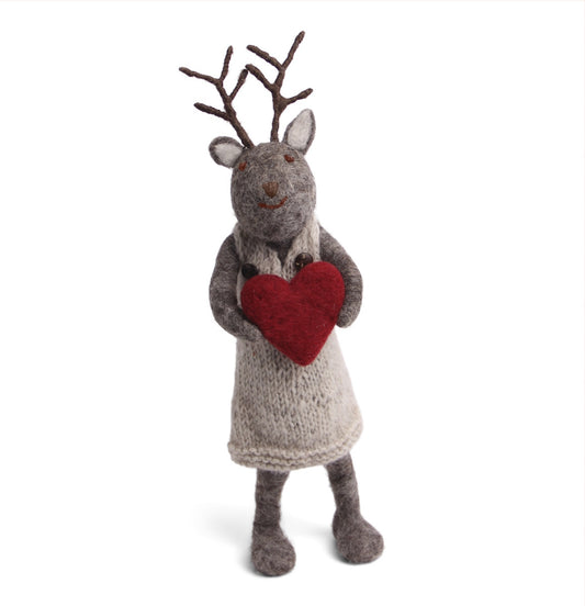 Gry & Sif Deer Girl Big Grey w/Heart