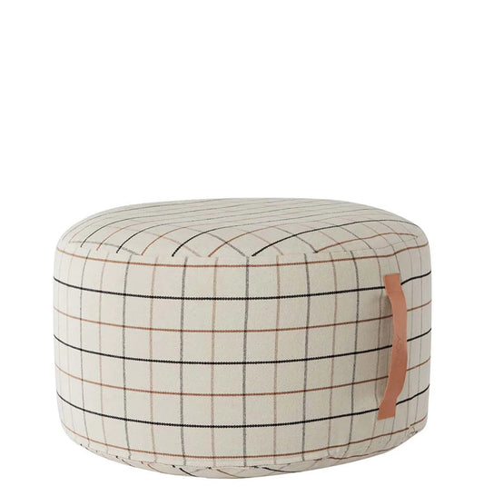 OYOY Grid Cotton Footstool Large White