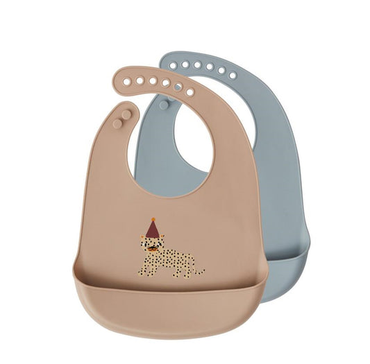 OYOY Leopard Silicone Baby Bib 2pk