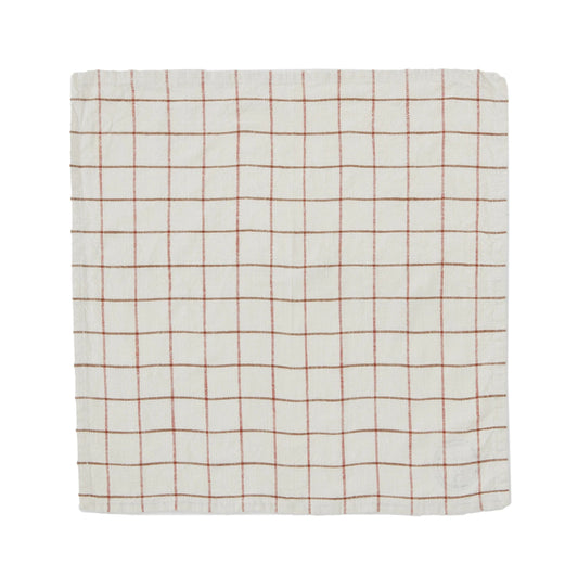 OYOY Grid Organic Cotton Napkin 2pk Red