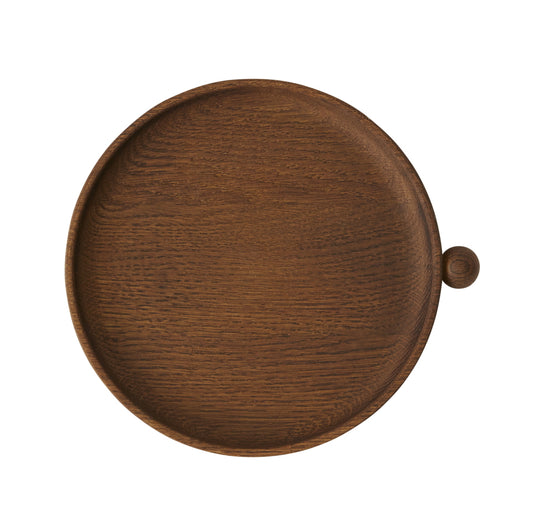 OYOY Inka Wood Tray Round Small Dark