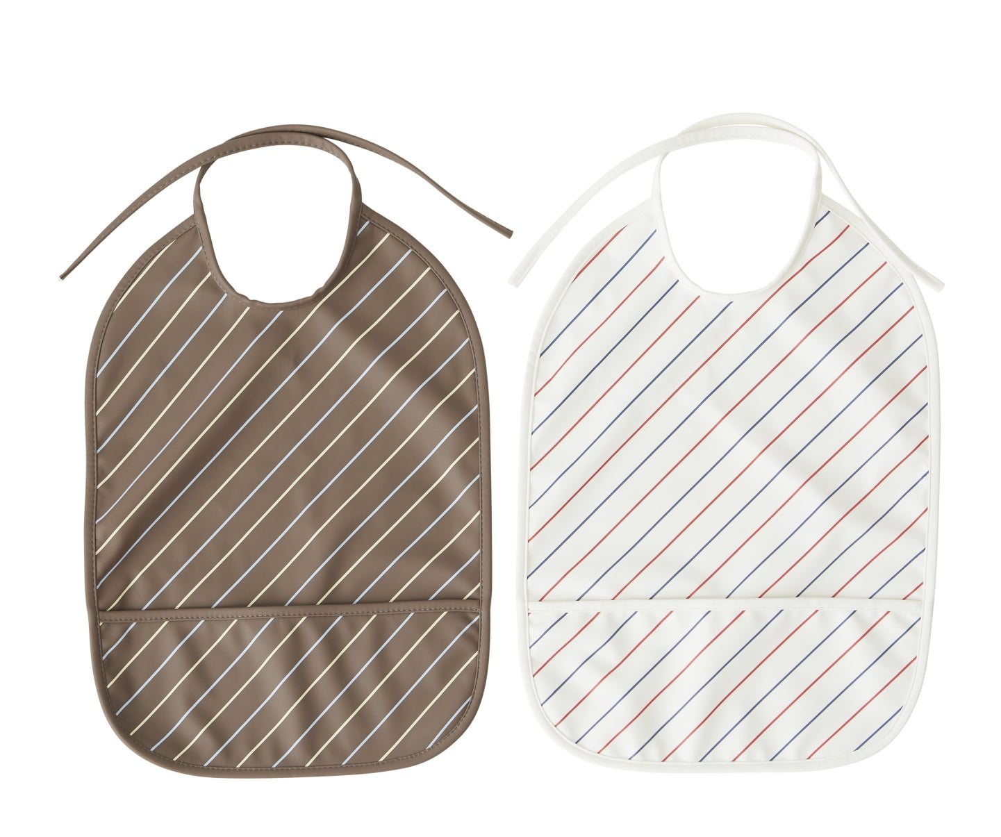 OYOY Striped Baby Bib Brown 2pk