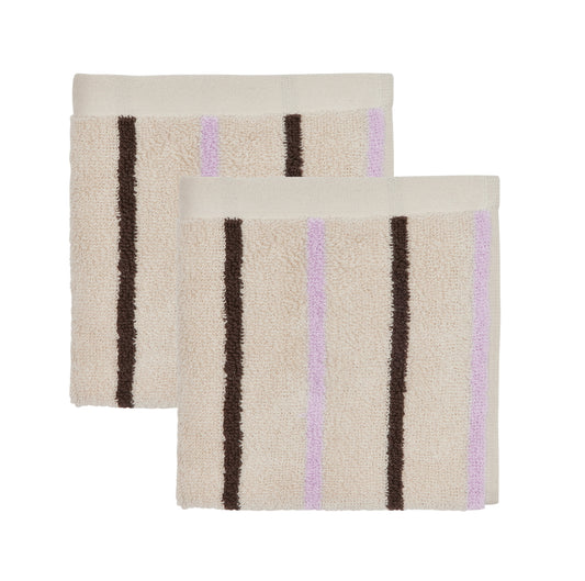 OYOY Raita Organic Cotton Wash Cloth Purple-Clay 2pk