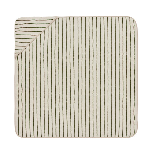 OYOY Raita Organic Cotton Kids Hooded Towel Green-Offwhite