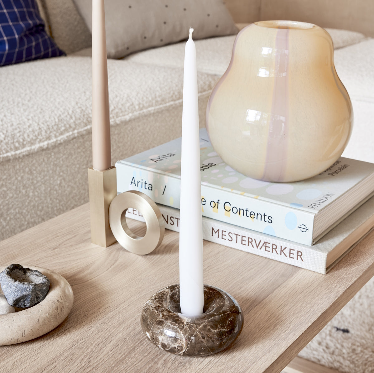 OYOY Savi Marble Candleholder Small Choko